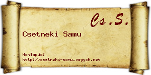 Csetneki Samu névjegykártya